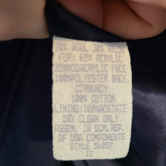 Mixed Media Wool Corduroy Field Jacket Barn Coat Womens Size 12 Old Money Preppy - Picture 7 of 9